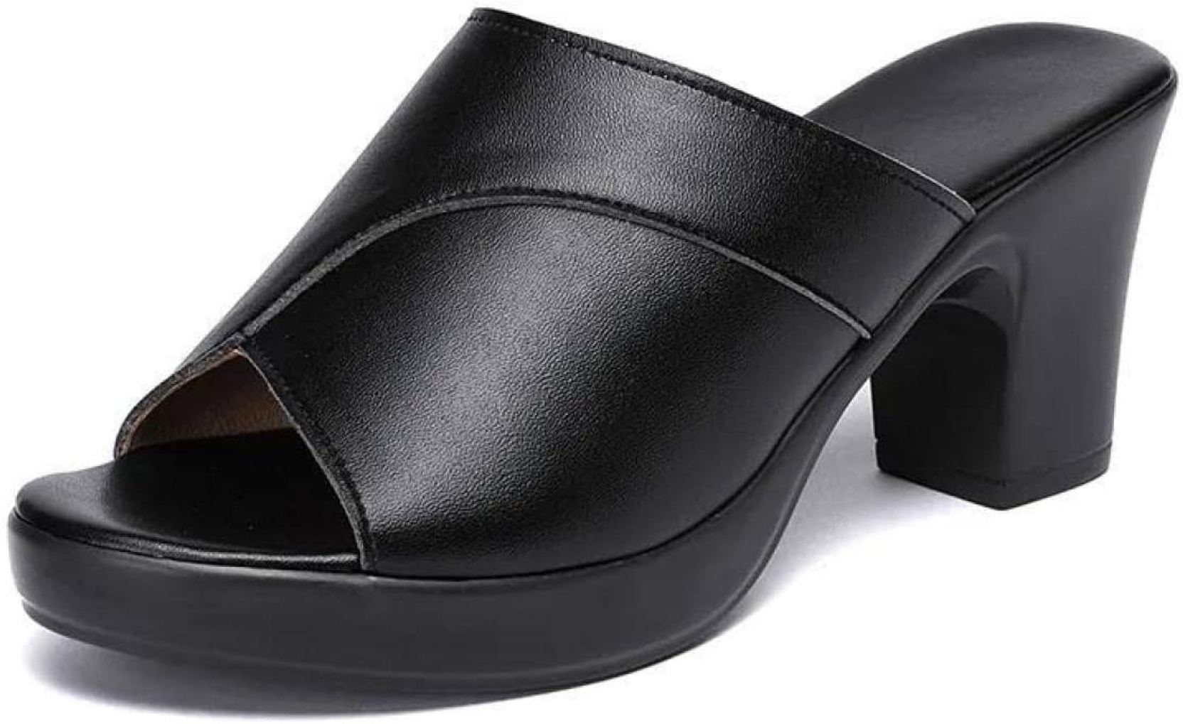 ミュール サンダル レディース 美脚 ヒール 7cm 大きいサイズ 小さいサイズ シンプル 歩きやすい 太ヒール ハイヒール 美脚 可愛い サンダル 軽量 疲れない カジュアル 靴 通勤 つっかけ ボ