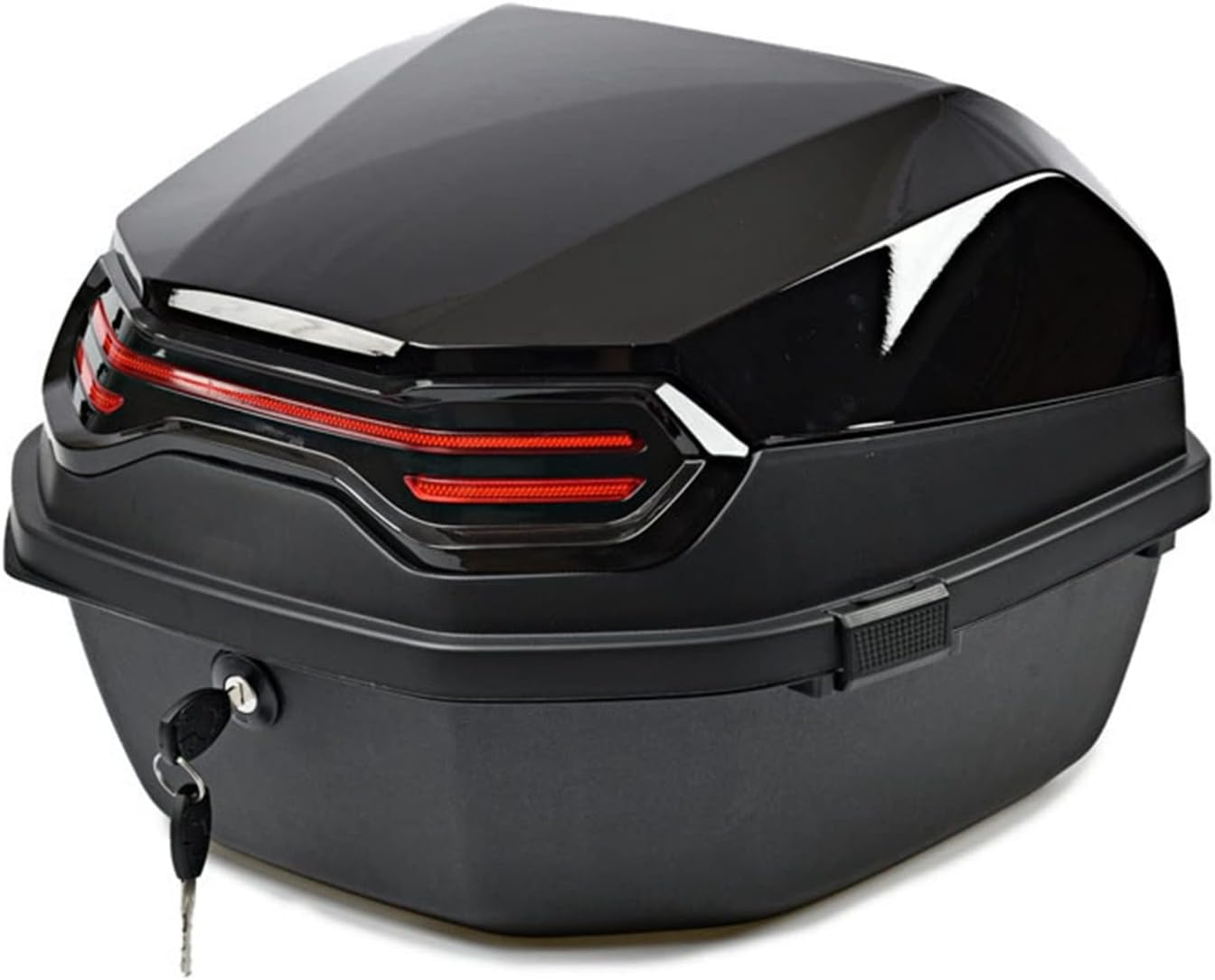 バイク リアボックス 40L トップケース バイクボックス バイク用ボックス ヘルメット入れ 着脱可能式 大容量 旅行 汎用 PP製 夜間警告灯付き ベース付き ブラック1