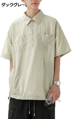 メンズ ポロシャツ 半袖シャツ ハーフジップ 通気 吸汗 夏服 polo ポケット付き かっこいい 男女通用 無地 トップス 薄手 夏 カジュアル 大きいサイズ M-3XL