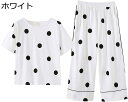 パジャマ レディース ルームウェアセット 夏 半袖 七分丈パンツ 上下セット コットン 綿 丸首 肌に優しい 家着 寝間着 薄手 通気 吸湿 ナイトウェア リラックス 2点セット 大きめ 大きいサイズ(4)