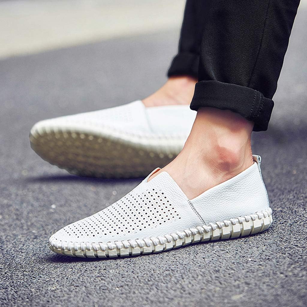 モカシン 軽量 メンズ 27.5cm スリッポン カジュアル ビジネスシューズ ドライビングシューズ 紳士靴 滑り止め ローカット 白色1 メッシュシューズ シンプル コンフォート メンズ ドライビン
