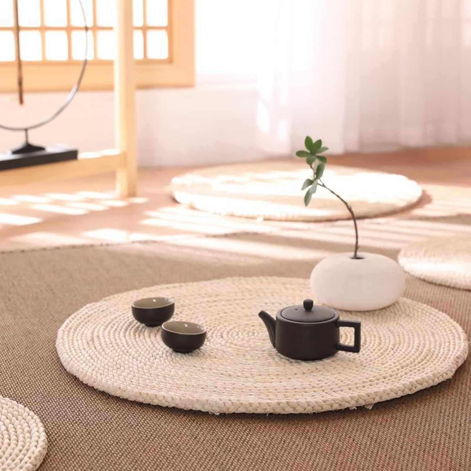 クッション 座布団 丸 30*30cm 大きめ 筵パッド 座ぶとん 厚手 オシャレ ダイニングチェア 無地 カラー 天然い草 テレワーク 30*30cm*2 ぼっすい 座り心地いい 和調 シンプル お