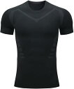 メンズコンプレッションシャツメンズショートスリーブベースレイヤーアスレチックアンダーシャツギアワークアウトTシャツ Yシャツ 黒