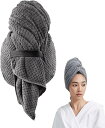 マイクロファイバーヘアタオル、ドライヘアラップタオル、ヘアドライタオルラップ、女性ロング、カーリー、太い髪用吸収性ヘアタオル、スーパーソフト速乾ヘアラップ マイ...