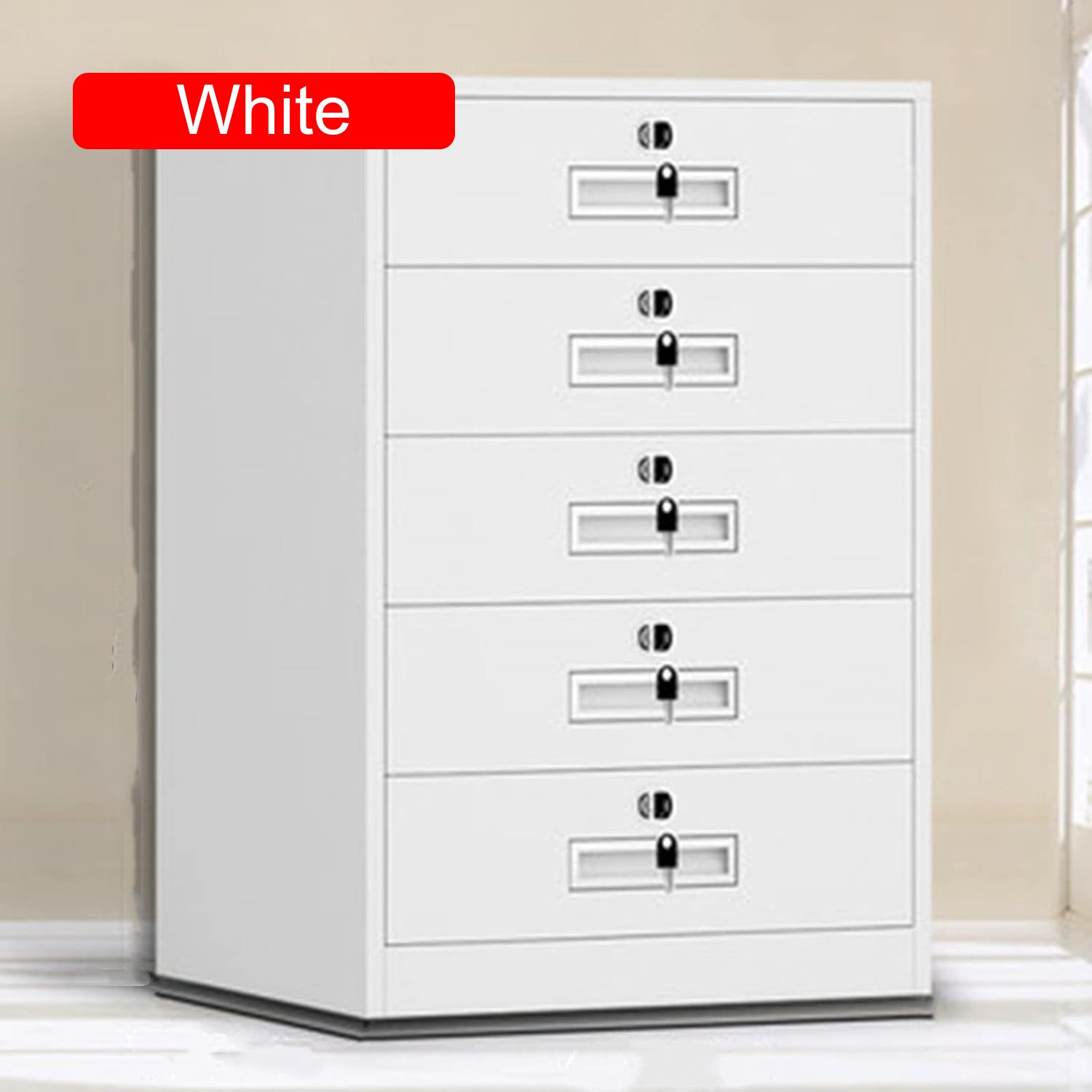 デスクワゴン ファイルキャビネットオフィスデスク5つの引き出し低いキャビネットデータキャビネットバルコニーロッカー 袖机 A4対応 組立かんたん 在宅勤務 (色 : White Size : 65x [2]