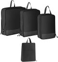 圧縮パッキングキューブ 荷物パッキングオーガナイザー 防水ジッパー 旅行服パッキングオーガナイザー 休暇用 黒