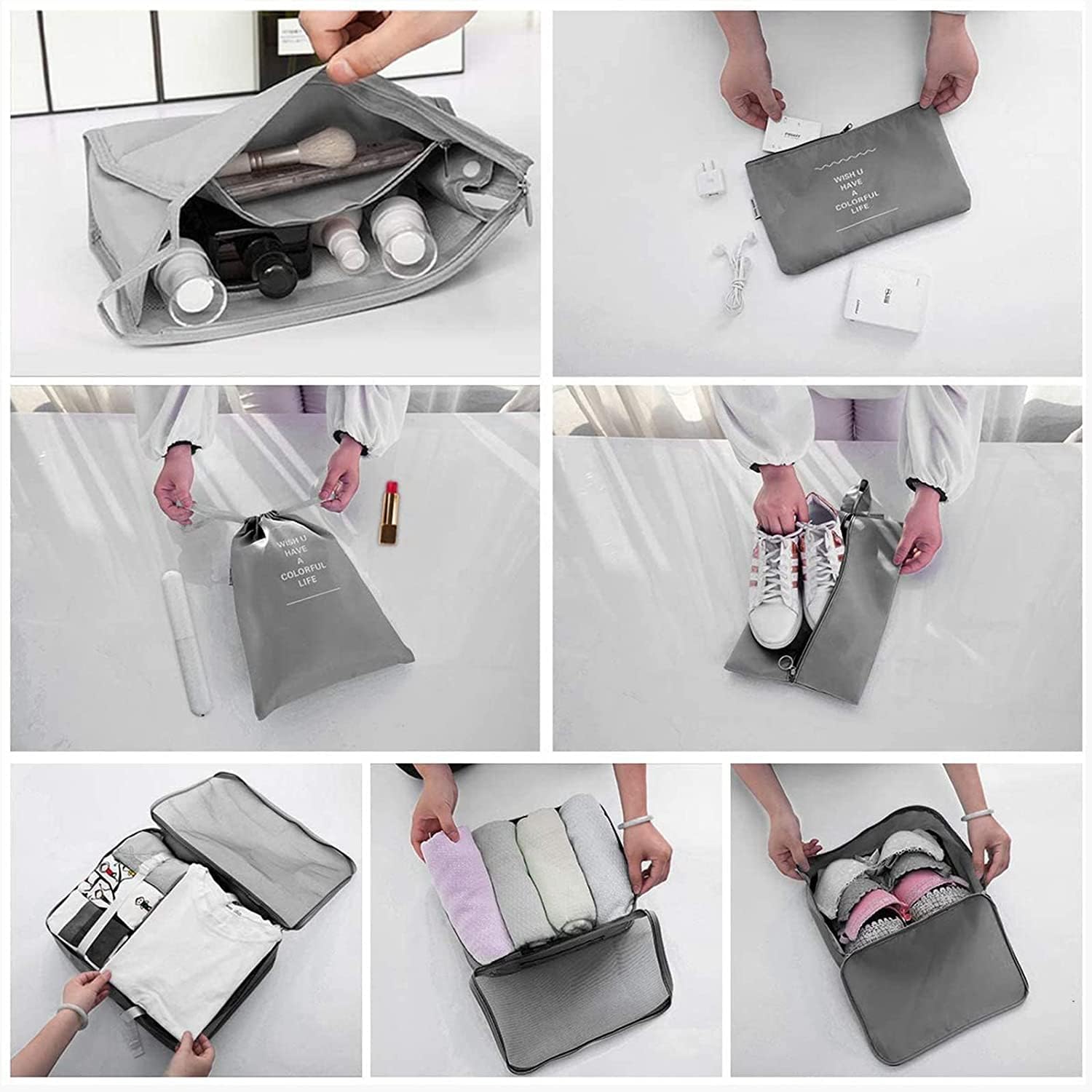 トラベルポーチ セット アレンジケース 旅行用 収納ポーチ トラベルポーチ 圧縮ポーチ 衣類収納袋 スタイリッシュで軽量 収納に便利 容量が大きい 下着 小物入れ 洗面用具 シューズ 出張 旅行 便利