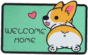 玄関マット コーギー 犬 可愛い ラグ 滑り止め フロアマット インテリアマット 39*59cm(3)
