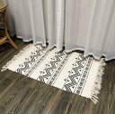 ラグ 綿 和風 タッセル ふさ飾り カーペット 洗える 四季通用 滑り止めマット 部屋 客間 玄関 手織り タイプ 編み 手紡ぎマット かわいい シンプル 洗える 玄関マット キッチンマット カラー(3)