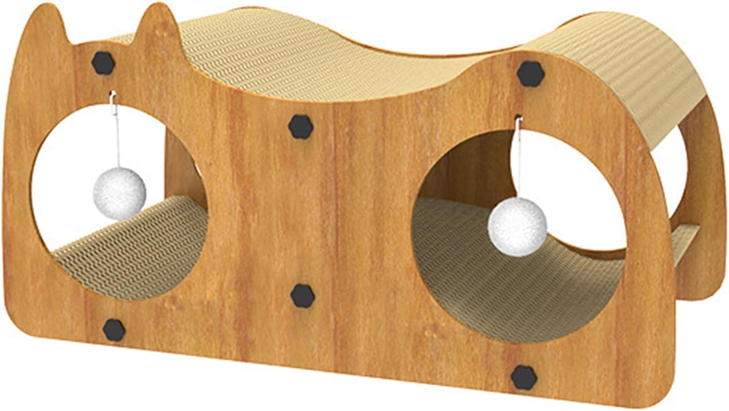 猫 爪とぎ 大型 長さ55cm段ボール トンネル ハウス 多機能 木製 二重層 通気 丈夫 猫用 つめとぎ ダンボールハウス 四季対応 家具傷防止 運動不足改善 ストレス解消 組立簡単 55*29*2