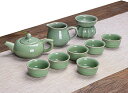 茶器 ティーセット 茶具セット工夫茶 陶磁茶器 茶皿 番茶器セット乾燥 急須 湯呑みセット 和風 グリーン A