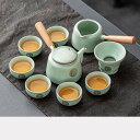 茶器セット 9点セット 湯呑みセット 茶具セット セラミック 茶の入れ ハンドル付き カンフーティーセット 超軽量 日式 シンプル 伝統工芸品 緑茶 お出かけ用...