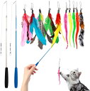 猫のおもちゃの杖、ペットの猫じゃらしのおもちゃ | おもちゃ魚のティーザー猫のおもちゃ キャタピラー & フェザーヘッド キャットキャッチャー ティーザースティ...