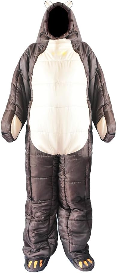 寝袋 クマ 人型寝袋 クマ着る寝袋 動ける寝袋 歩ける 寝袋 水洗い可 軽量 防水 保温 コンパクト あったか ポカポカ 着る袋 寝袋 防災用シュラフ 冬用シュラフ キャンプ 釣り 登山 車中泊 防災