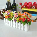 造花セット インテリア カーネーション フェイクフラワー キレイ ブーケ 枯れない花 フェイクグリーン 長さ30cm木の柵 室内室外 ホテル 緑化 撮影道具 結...
