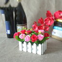 フェイクフラワー インテリア キレイ ブーケ 造花セット 枯れない花 フェイクグリーン 長さ16cm木の柵 盆栽 家庭 オフィス ホテル 写真撮影 結婚式 庭園...