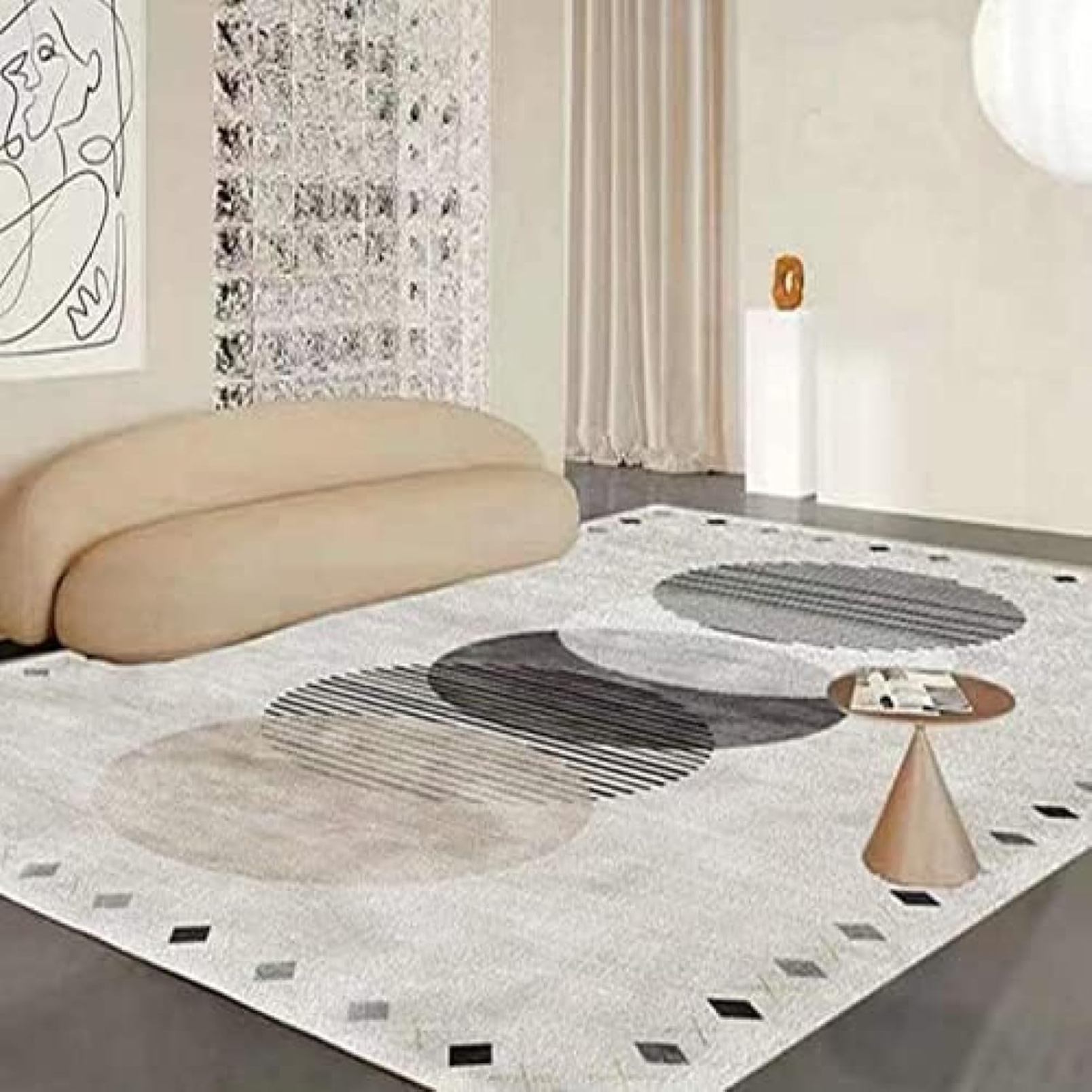 ラグ カーペット デスク 幾何学模様カーペット 洗える 長方形 学習机 デスク下 チェアマット ルームマット 女の子 男の子 シンプルだから大人も子供も使える敷物 新生活 滑り止め防臭 リビング カラ