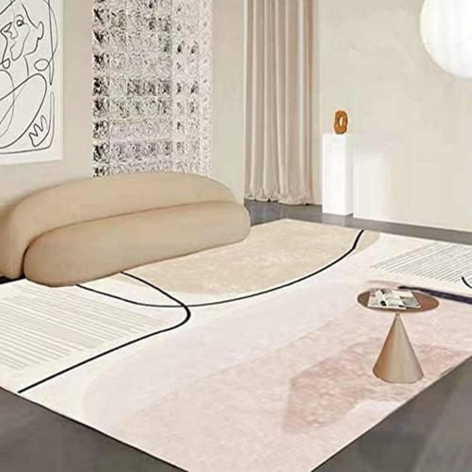 ラグ カーペット デスク 幾何学模様カーペット 洗える 長方形 学習机 デスク下 チェアマット ルームマット 女の子 男の子 シンプルだから大人も子供も使える敷物 新生活 滑り止め防臭 リビング 洗え