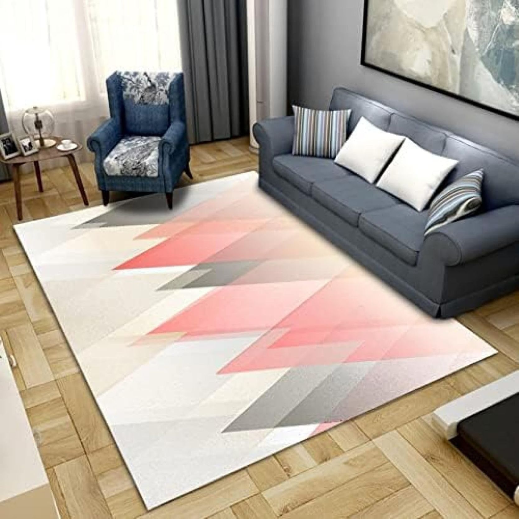 ラグ カーペット デスク 幾何学模様カーペット 洗える 長方形 学習机 デスク下 チェアマット ルームマット 女の子 男の子 シンプルだから大人も子供も使える敷物 新生活 滑り止め防臭 リビング カラ