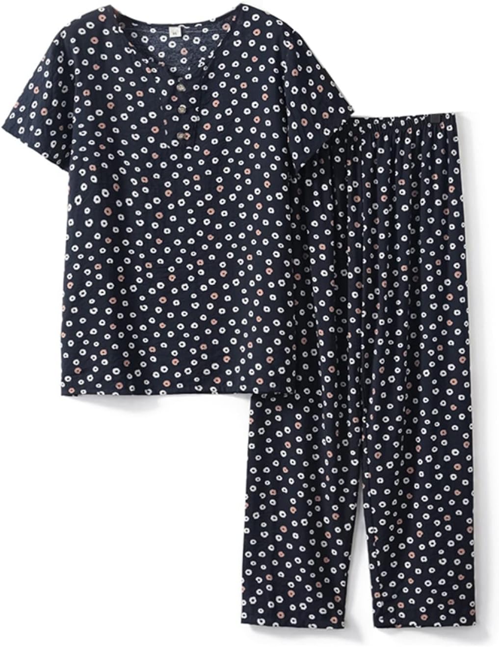 パジャマ ルームウェア レディース 夏 半袖 薄手 tシャツ 九分丈ズボン 2点セット おしゃれ 小