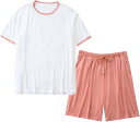 夏 レディース パジャマ 半袖 短パン 上下セット ルームウェア アウター 便利服 部屋着 寝間着 モーダル 柔らかい 純色 爽やか 少女感 学生 お泊まり M〜2XL(4)