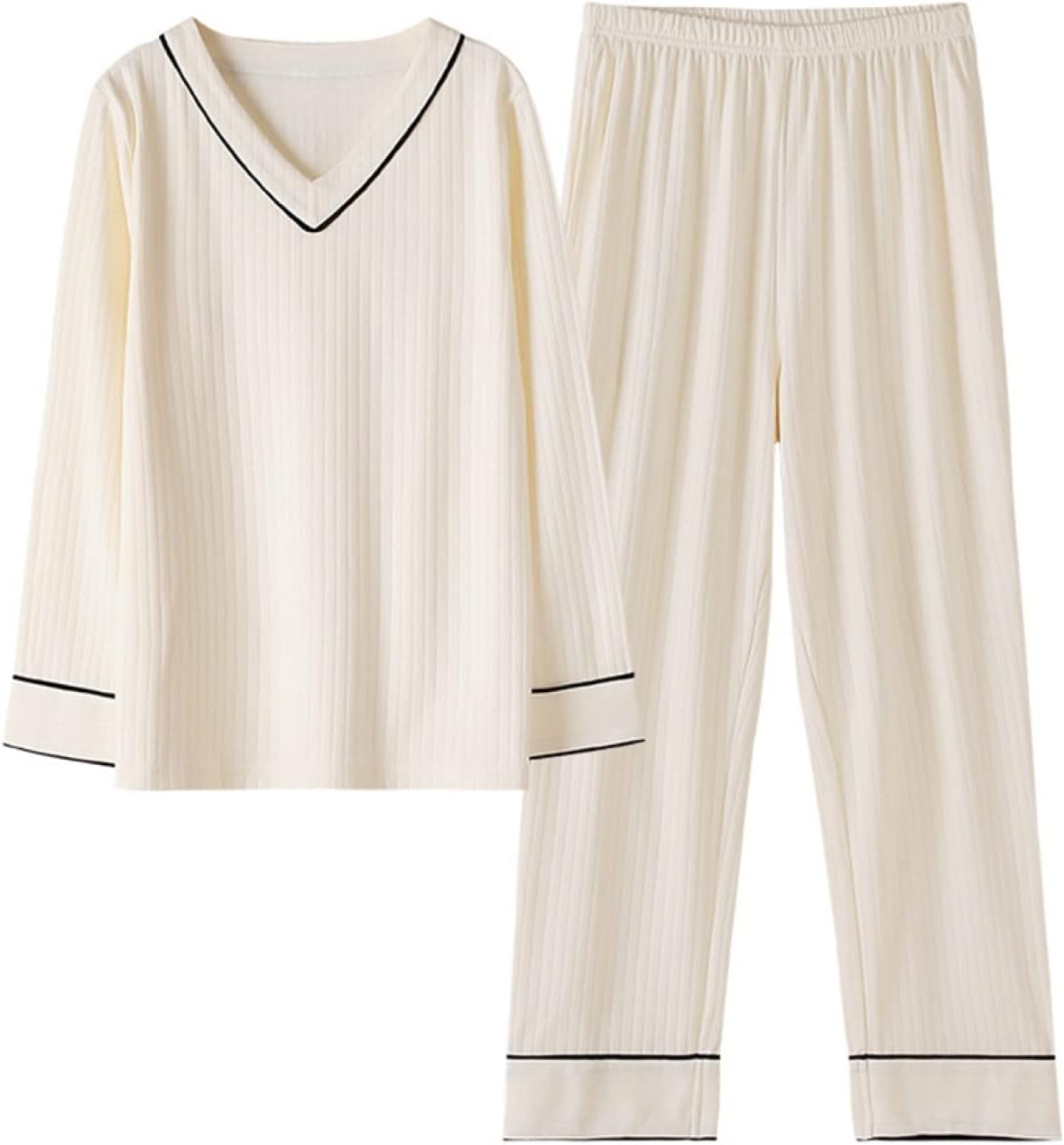 パジャマ レディース 春秋 綿 長袖 長ズボン ルームウェアセット 上下 Vネック 柔らかい 大きいサイズ ゆったり 部屋着 女性 インナーウェア 通気 吸汗 おしゃれ エレガント 気質 彼女 奥さん