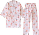 ルームウェア レディース パジャマ 春秋 長袖 ダブルガーゼ 可愛い もも 春服 斜め開き 和式 便利服 夏 上下セット おしゃれ ゆったり 部屋着 通気保温 ...