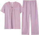 パジャマ レディース 夏秋 モーダル ルームウェア 女性 半袖&長ズボン 上下 2点セット 部屋着 おしゃれ 女性 レースVネック ルームウェア ファッション 大きいサイズ 爽やか 快適 母の日 敬老