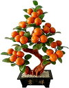人工観葉植物 卓上盆栽の木の翡翠オレンジの木の木工翡翠盆栽の創造的なハイエンドオレンジの木の装飾品のための家のオフィスの富の装飾 人工盆栽