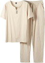 メンズ 上下2点セット M〜9XL 亜麻 半袖 ワイドパンツ ロングパンツ カジュアル ゆったり 花火大会 夏祭り イベント 大きいサイズ おしゃれ 通気性 涼...