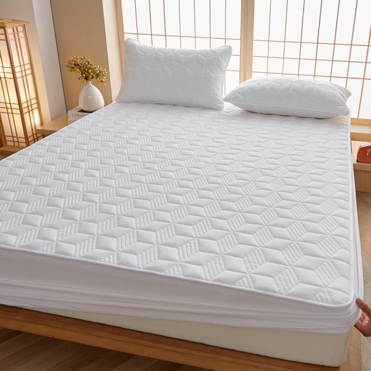 ボックスシーツ ベーシック 無地 敷きパッド 自宅で洗濯できる カラー セミシンプル オールシーズン マットレスパッド 一体型 蒸れない 200*220cm しきはパット お昼寝敷きパッド ベッドシー