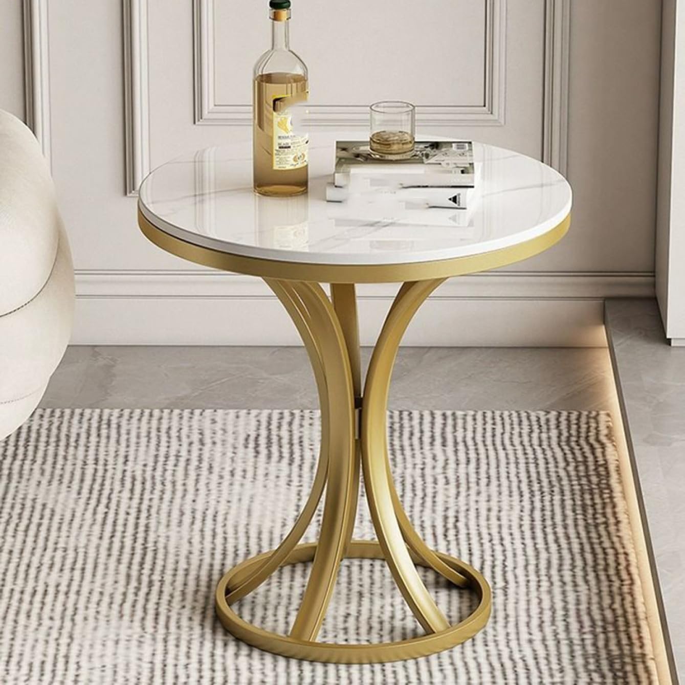 ベッドテーブル カフェテーブル 60*55 コーヒーテーブル ナイトテーブル アンティーク 北欧 ラウンド 丸い 丸テーブル 曲脚 おしゃれ スタイル1 かわいい ブラック ホワイト デザイン 黒色