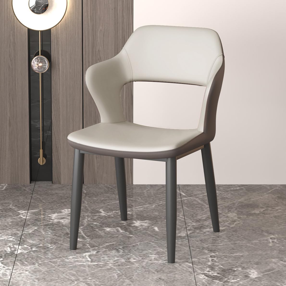 肘掛け付き ヴィンテージ調レザーチェア ダイニングチェア 46*47*83 カフェチェア デスクチェア グレー 肘付き チェア 椅子 いす PUレザー