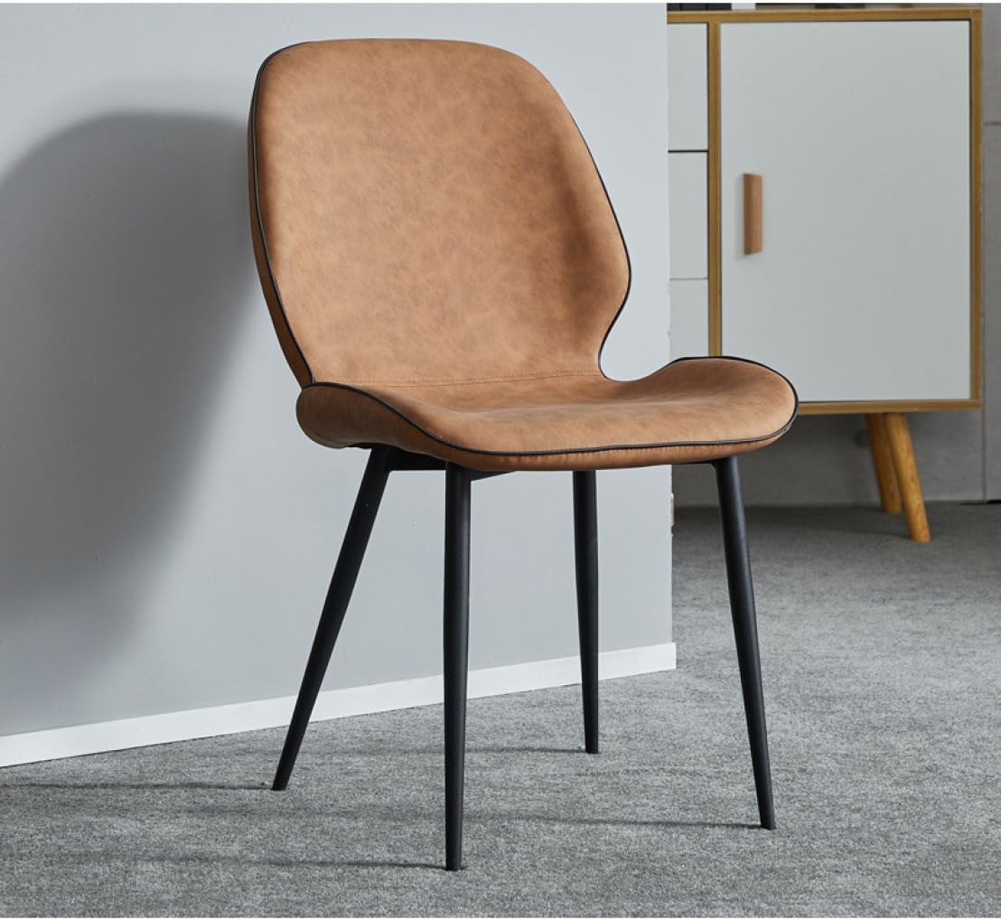 ダイニングチェア PUレザー チェア スチール脚 北欧 ヴィンテージ調 耐久性 メイクアップチェア ドレッサーチェア リビングチェア おしゃれイス カーキ色 食卓椅子 新生活 43*46*82