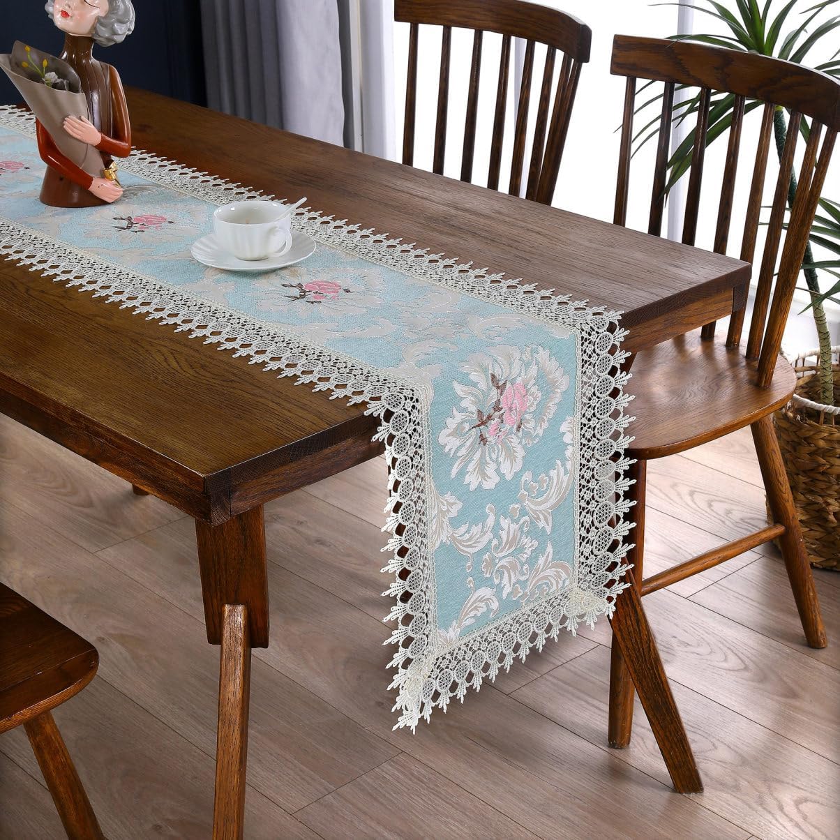 花瓶敷き レース テーブルセンター テーブルコーディネート 40*150cm ファブリック 敷物 インテリア雑貨 刺繍 レース エレガント おしゃれ クラシカル 薔薇雑貨 姫系雑貨 テーブルセンター