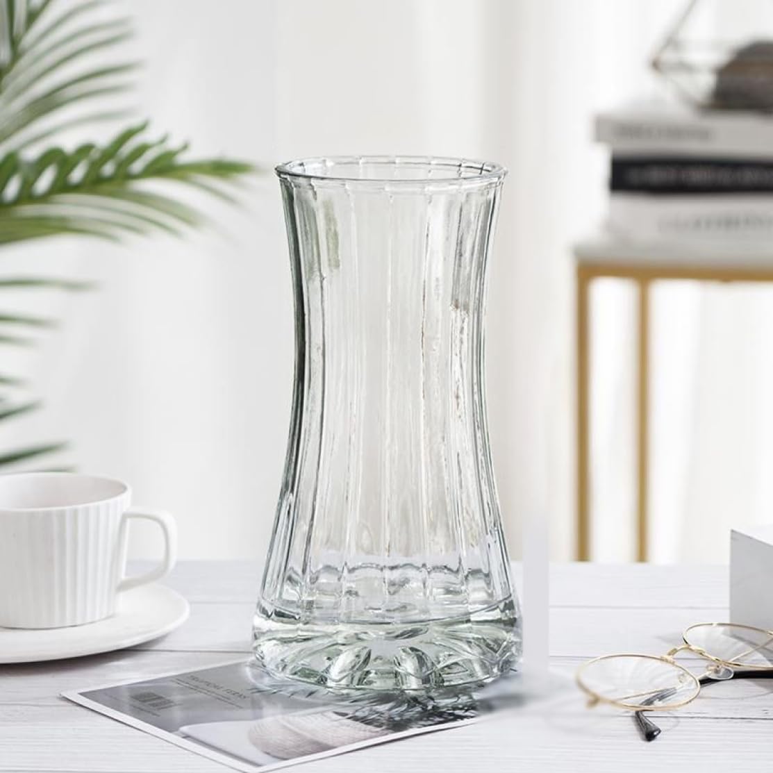 円柱 花瓶 大 L フラワーベース ガラス かびん ガラスの花瓶 フラワーベース 花器 ガラスベース ガラスボトル 透明-高さ28cm アレンジ インテリア 花びん 水栽培 生け花 造花 枝物 一輪挿