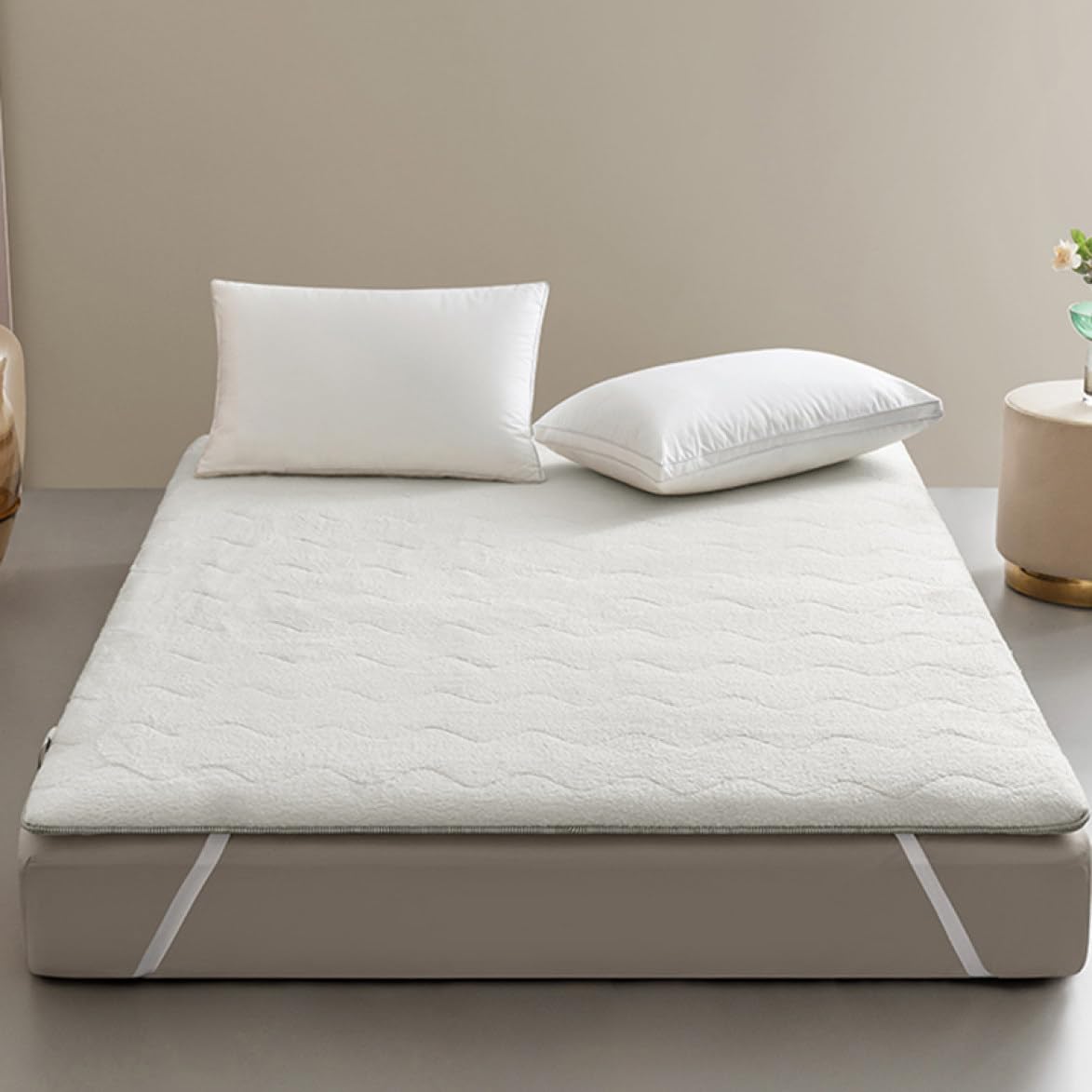 敷パッド ダブル シングル オールシーズン マットレス 敷きふとんカバー ベッドシーツ 中綿入り 汗取り敷きパッド ソフトマット ホワイト 丸洗いok 洗濯機対応 ウォッシャブル 120x190cm