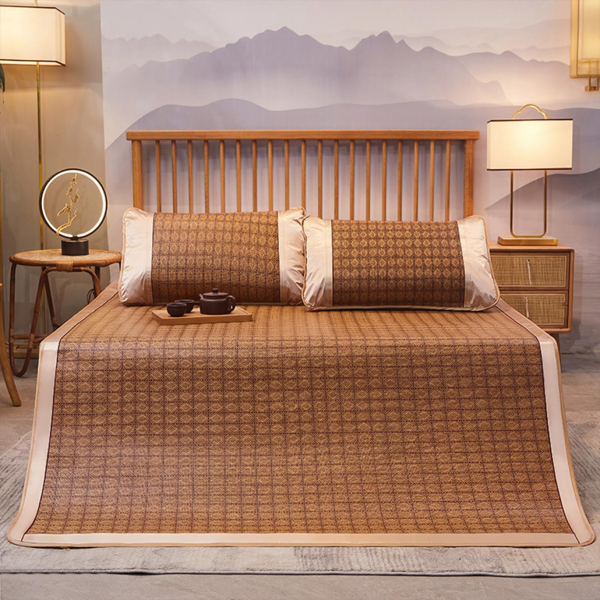 接触冷感 籐マット 折り畳み式 ソフトマット空調マット 自然 1 籐ひんやりシーツ 冷感 通気性 肌触りよい 夏・秋 四隅ズレ防止ゴムバンド付き 籐寝具 涼しい席 敷パッド 150*200 冷感ケット
