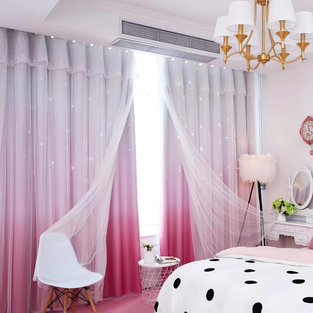 カーテン 遮光 一体型 ホック式 四つ爪 オーダー可能 透かし彫り 北欧 かわいい おしゃれ C51010 赤色 幅150cm 丈220cm 1枚