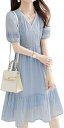 レディース ワンピース ドレス ショートドレス 半袖ワンピース 短いワンピース 夏服 Vネック 半袖 エレガント 甘い ハイウエスト カジュアル デート 通勤 日常着