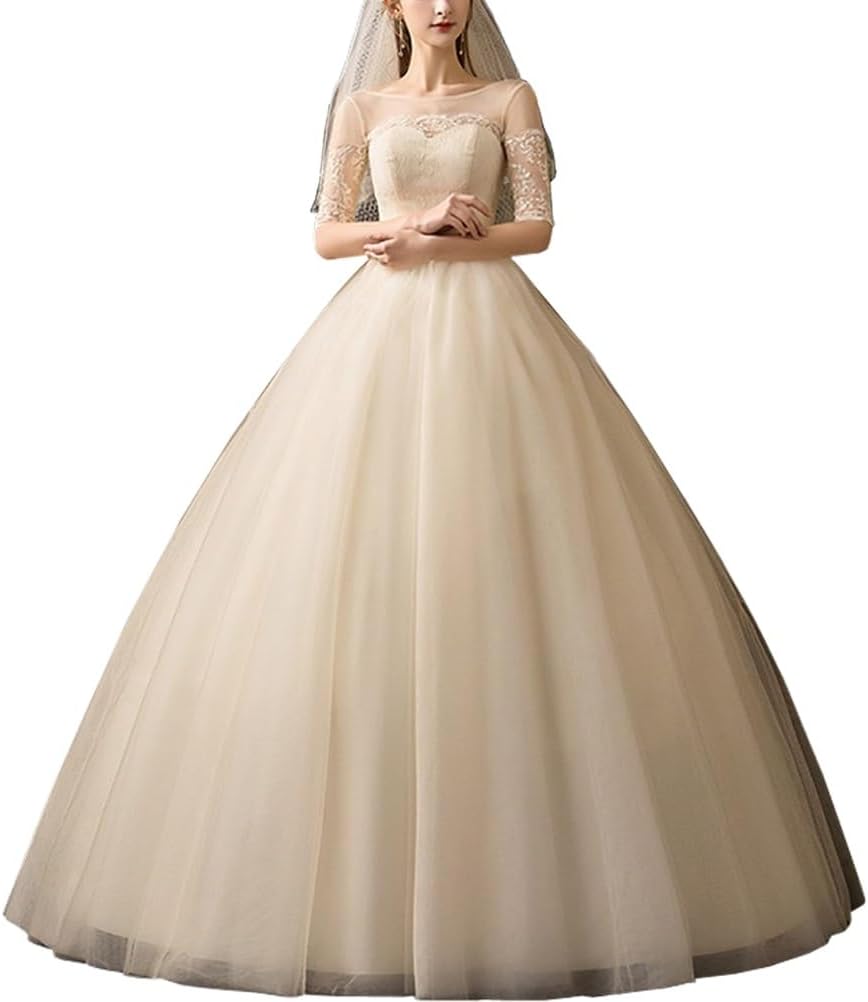 レディース ドレス ウェディングドレス イブニングドレス 結婚式ドレス 花嫁ワンピース チュールドレス エレガント ファッション レース フォーマル 披露宴 演奏会 パーティー