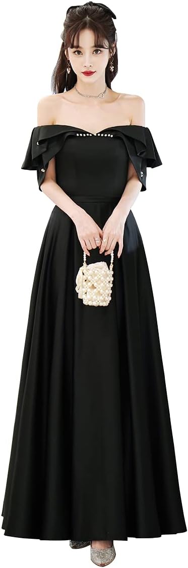 イブニングドレス 黒 パーティー ドレス ロング丈 披露宴 誕生日ワンピース ステージドレス 普段着 大きいサイズ 卒園式 二次会 ゲストドレス