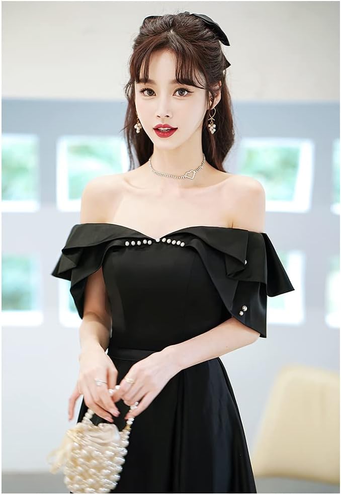 イブニングドレス 黒 パーティー ドレス ロング丈 披露宴 誕生日ワンピース ステージドレス 普段着 大きいサイズ 卒園式 二次会 ゲストドレス