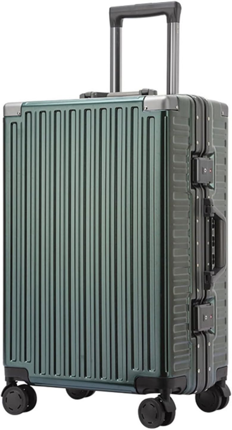 スーツケース キャリーケース 60L キャリーバッグ TSAロック搭載 アルミフレーム 超軽量 大型 耐衝撃 静音 ダブルキャスター 360度回転 旅行 ビジネス 出張 グリーン Lサイズ（6-8泊）