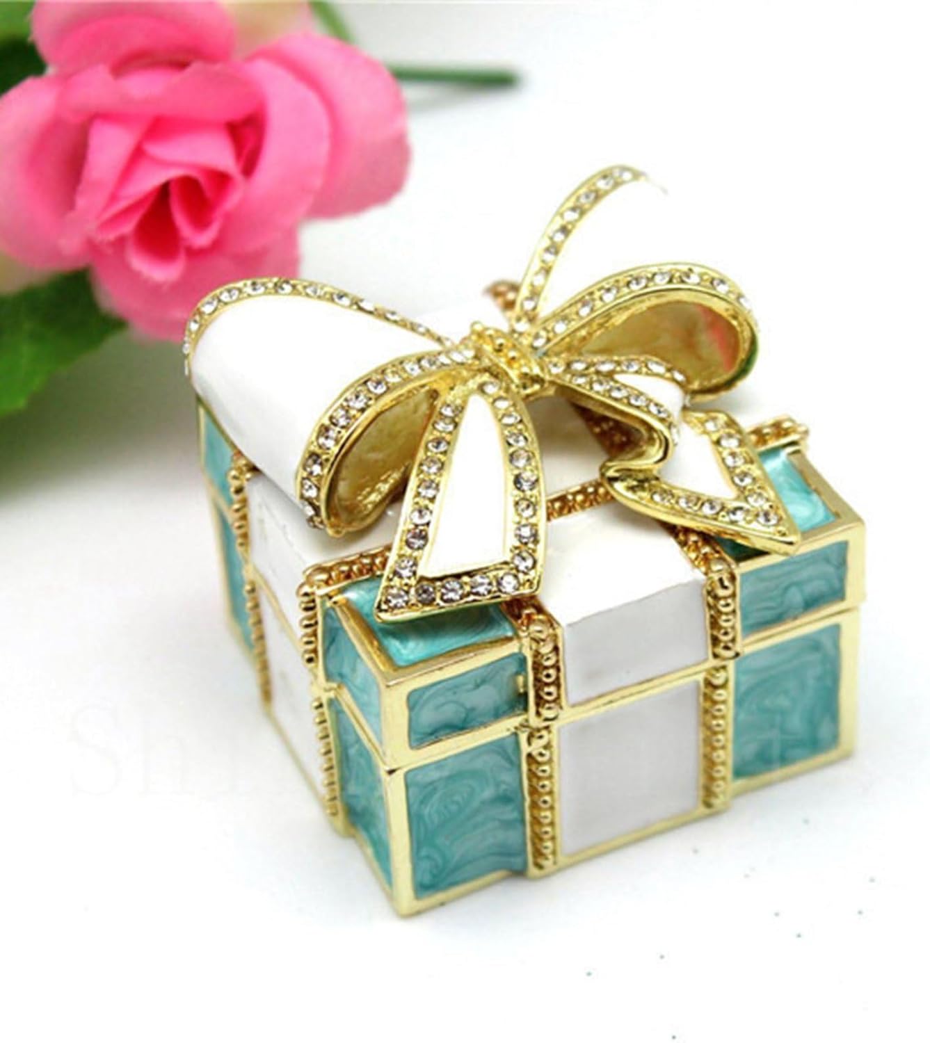 ケース ジュエリーボックス 蝶結び クリスタル 宝石箱 トリンケットボックス かわいい 女の子と女性 娘 置物 小物入れ 宝物入れ 指輪 ネックレス ペンダント リング インテリア 母の日 彼女 結婚