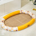 犬 ベッド 猫 ベッド ござ 夏用 ペット ベッド やんわり ペットマット 冷感 枕付き 可愛い 滑りにくい裏生地 室内用 お手入れ簡単 暑さ対策 円型 中小型...