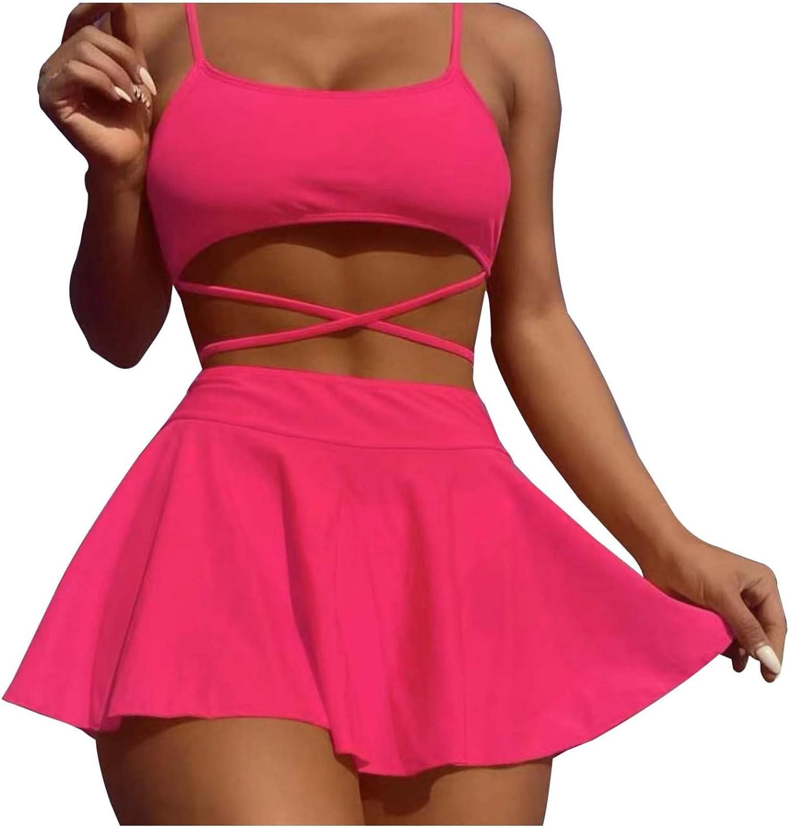 水着 レディース タンキニ 体型カバー ビキニ スイムウェア 女性のセクシーなソリッドカラーのビキニ スリーピース吸汗速乾 伸縮性 海水浴 温泉 サーフィン 水陸両用 プール 女性 かわいい スポーツ