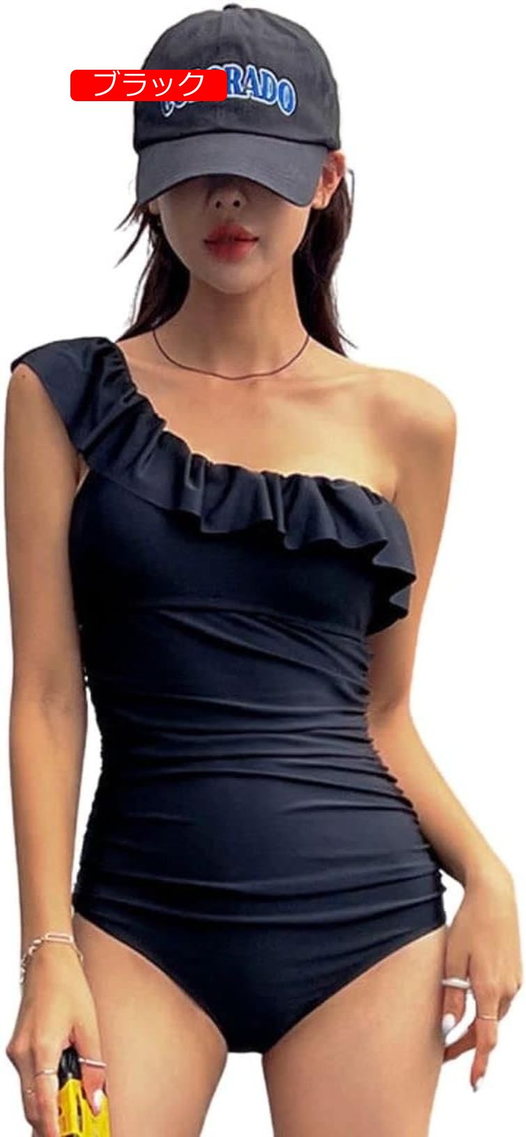 水着 レディース アシンメトリー ワンピース ビキニ ワンショルダー 可愛い フリル オールインワン ハイウエスト 水着 大人 セクシー ストラップ おしゃれ デザイン パッド入り 盛れる 女性