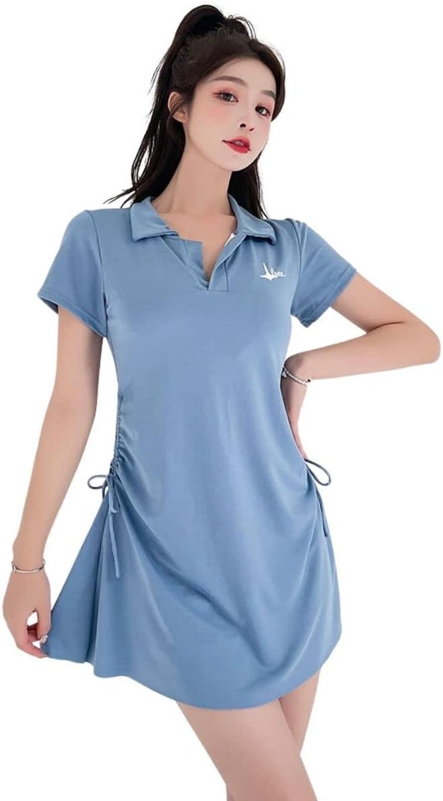 水着 レディース セパレート 2点セット ワンピースxショーツ 可愛い リボン デザイン 女性用 体型カバー タンキ二 日焼け対策 半袖 ラッシュガード デザイン 海外旅行 ワイヤーなし スポーティー