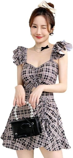 水着 レディース チェック柄 ワンピース水着 セパレート 可愛い フリル セクシー 編み上げ スイムドレス 体型カバー オールインワン フレアスカート モノキニ パッド付き 露出を抑え ワイヤーなし 水着 レディース チェック柄 ワンピース水着 セパレート 可愛い フリル セクシー 編み上げ スイムドレス 体型カバー オールインワン フレアスカート モノキニ パッド付き 露出を抑え ワイヤーなし